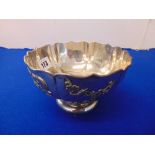 An Oriental bamboo decorated hm Silver bowl,
