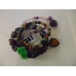 Four assorted elasticity gem set bracelets