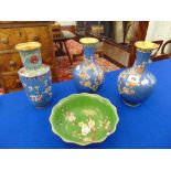 Four Cloisonne items,