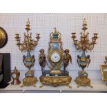 An Imperial gilt ormulu clock garniture A.