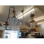 A hall lantern and a basket light fitting etc.