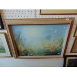 A framed seascape print