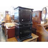 A black lacquered record cabinet