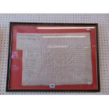 A framed document from David Garrick, actor 1717-1779, dated 28th May 1778,