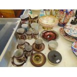 A collection of Brigin pottery and a French porcelain bowl etc.