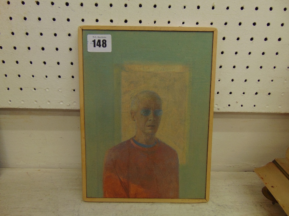 A framed watercolour wash, Egg Tempera, Gesso ground, of an elderly man, signed at back,