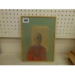 A framed watercolour wash, Egg Tempera, Gesso ground, of an elderly man, signed at back,
