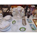 A collection of china, glass, tazza, Limoges etc.