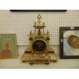 A French late 19th century Ormulu and marble mantle clock