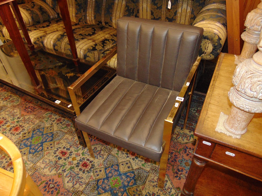 A Mid-century leather and aluminium elbow chair - Image 2 of 2