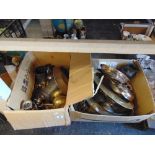 A large qty of metal ware, silver plate, copper etc.