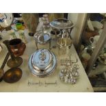 A collection of silver plate inc. cruet, ice bucket etc.