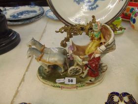 A Dresden carriage figural group