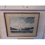 A framed watercolour, landscape,