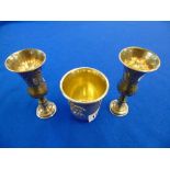 A pair of silver Kiddush cups and a Silver beaker, approx.