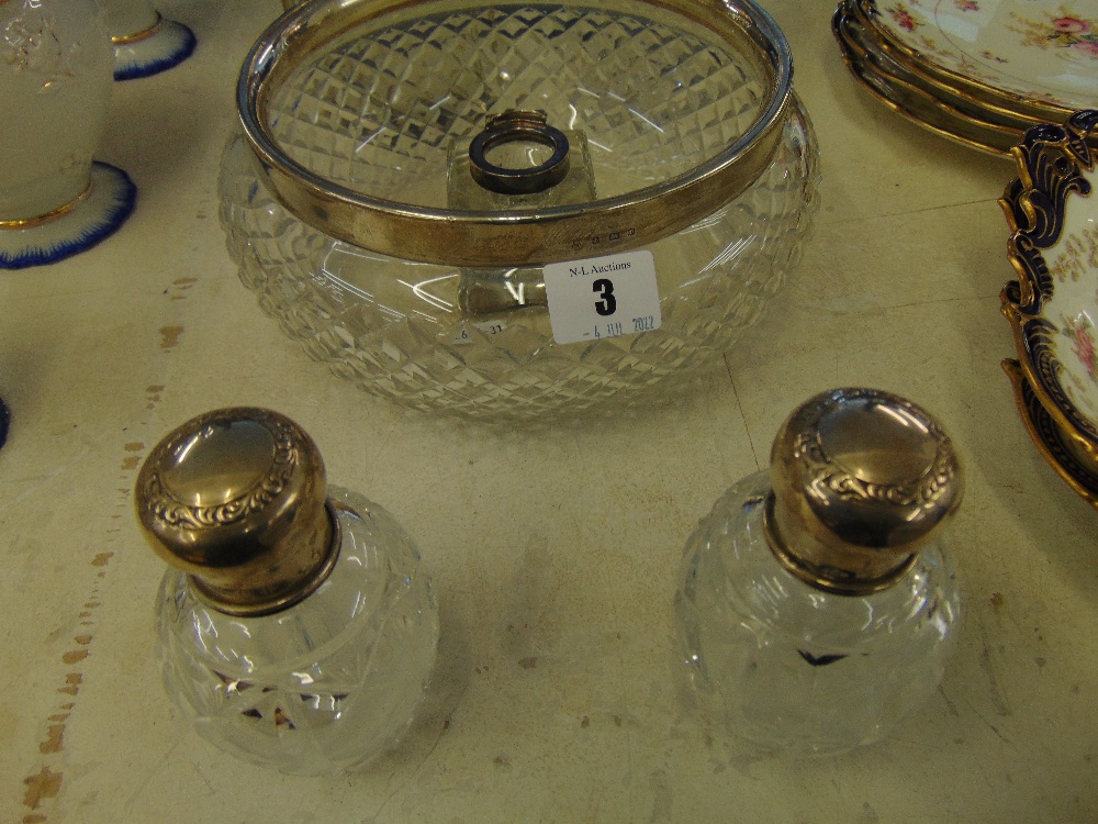 A Silver collar decanter, bowl, inkwell etc. - Image 2 of 4