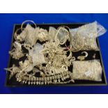 A large collection of Silver jewellery, bangles etc.