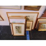 Nine framed watercolours cottage scenes etc.