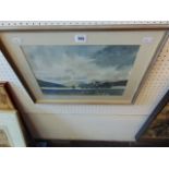 A framed watercolour, landscape,