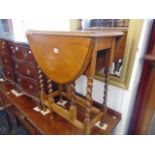 Two barley twist table and a drop leaf
