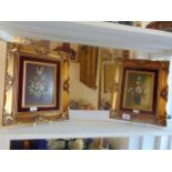 Two small boxes of framed oils
