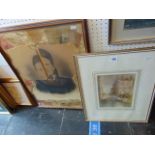 An interesting framed collage inc. an early Victorian lady, inc.