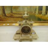 A French late 19th century Ormulu and marble mantle clock
