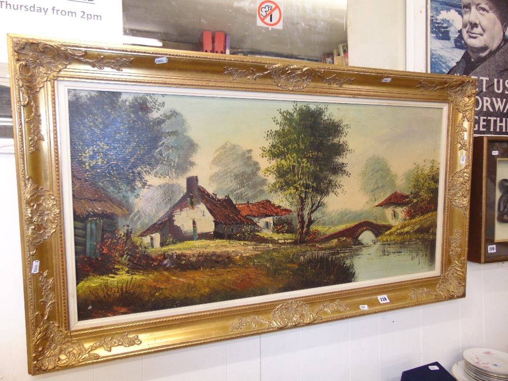 A gilt framed landscape oil signed - Image 3 of 4