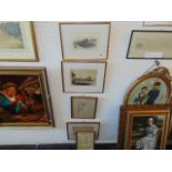 Five framed early etchings