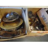 A large qty of metal ware, silver plate, copper etc.