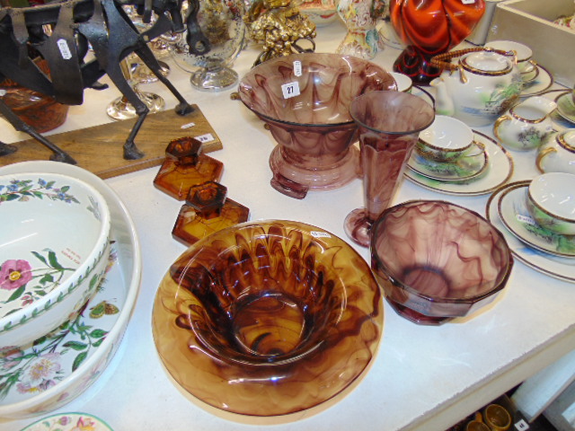 Two sets of retro glassware, Amber etc. - Image 2 of 2