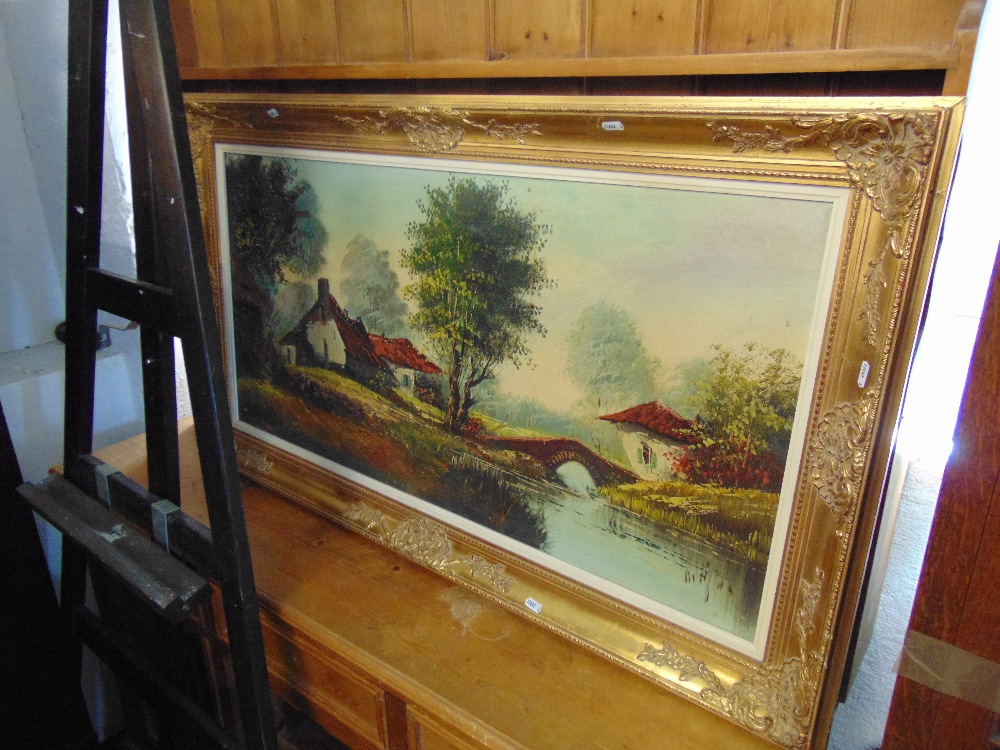 A gilt framed landscape oil signed - Image 2 of 4