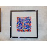 A framed acrylic and conti on paper, abstract image, dated 7/11/96, by John Barnicoat, 25.5 x 25.