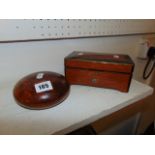 A musical box working order and a circular lidded box