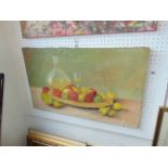 An unframed oil on canvas, still life,