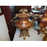 A Victorian copper and brass water urn, some markings, a.