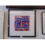 A framed acrylic and conti on paper, abstract image, dated 7/11/96, by John Barnicoat, 25.5 x 25.