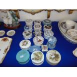 A collection of ornamental china jars, some Royal Worcester,