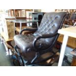 A Leather buttons rocking chair