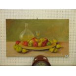 An unframed oil on canvas, still life,