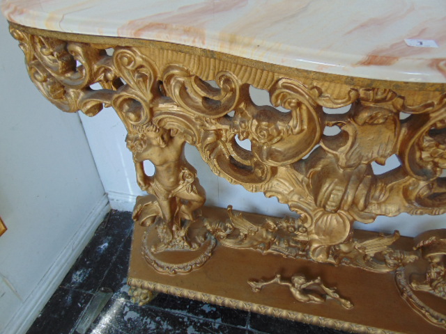 A Barocco style table with marble top - Image 2 of 3