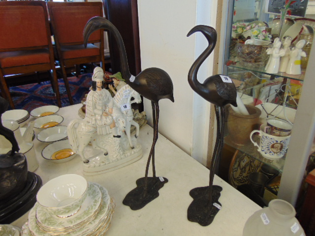 A pair of bronze Flamingos,