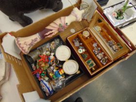 A qty of misc. items, costume jewellery, perfume bottles etc.