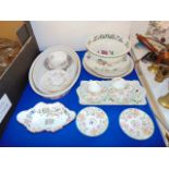 A qty of Royal Worcester, Evesham, Port Merion, Ainsley, Minton etc.