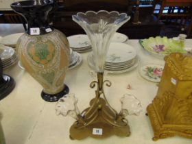 A plated and cut glass four branch Epergne