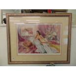 A limited edition print by Gordon King, reclining lady,