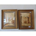 A pair of framed watercolours,