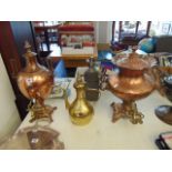 A Victorian copper and brass water urn, some markings, a.