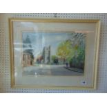 A framed watercolour Church scene