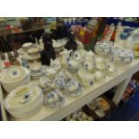 A qty of blue and white dinner ware inc. Adams, Johnson bros.